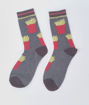 Grappige Sokken met Frietjes & Ketchup Print - Unisex Mid-Calf Sokken