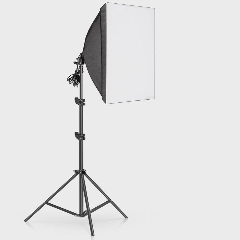 Professionele Softbox Verlichtingskit 50x70cm met E27 Lampen en Statief - Fotostudio Apparatuur