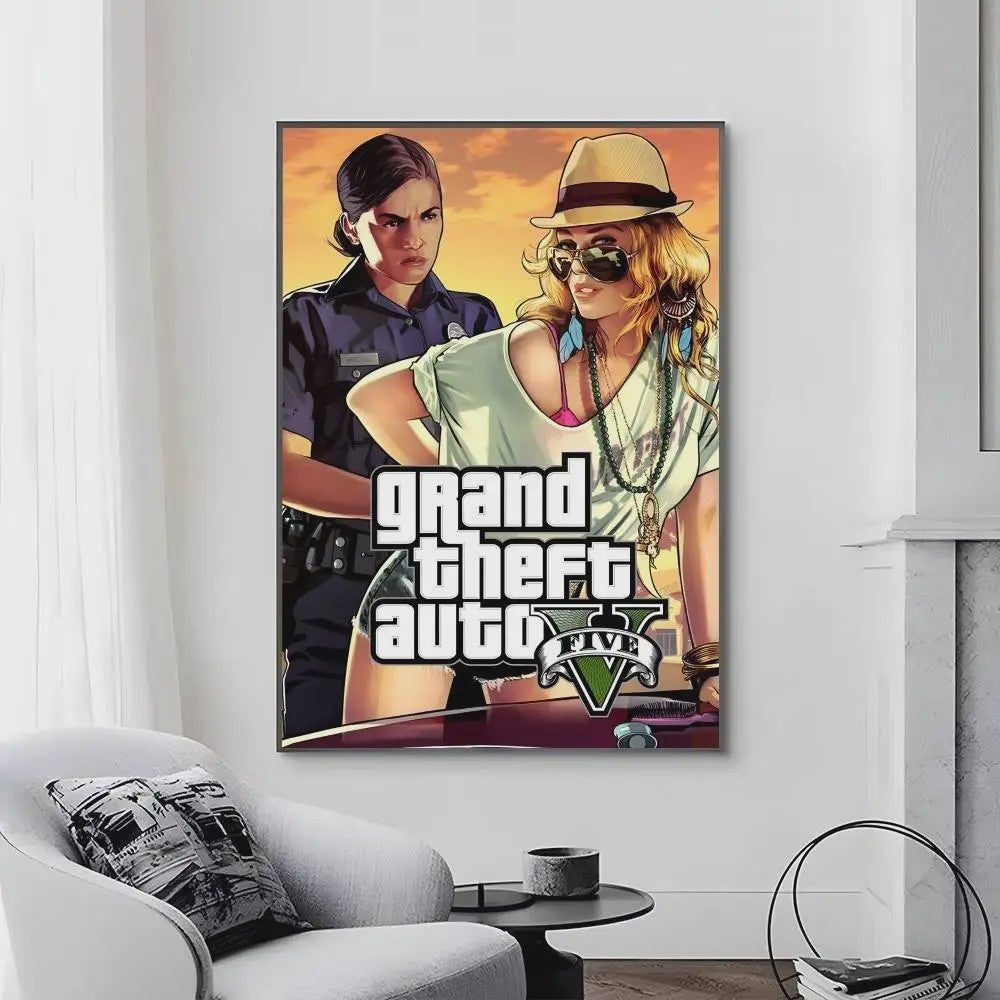 Grand Theft Auto Game Posters - Zelfklevend Muurdecoratie voor Fans
