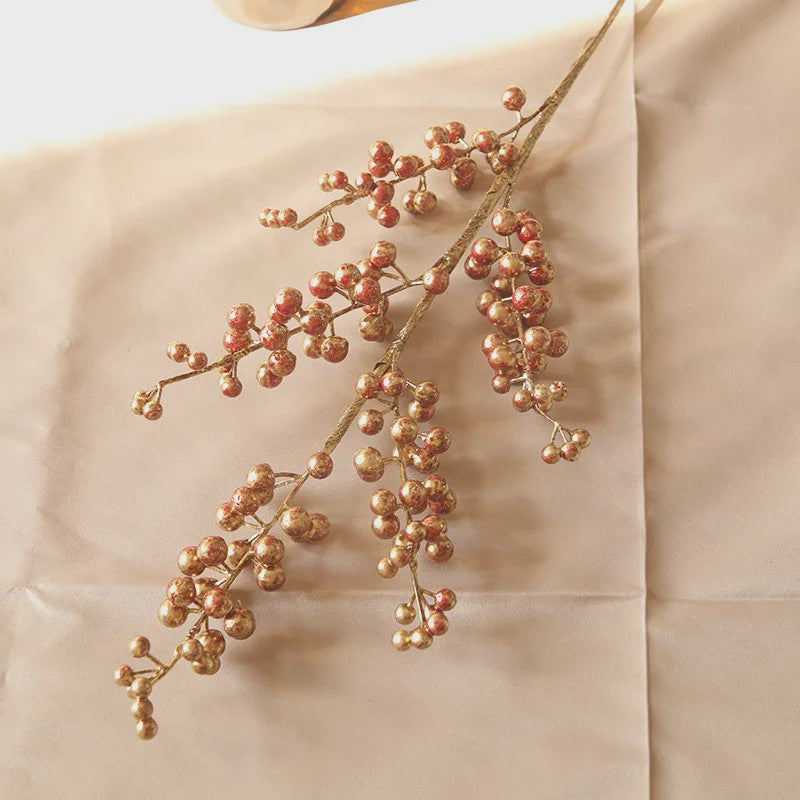 Decoratieve Takken met Rode Bessen en Gouden Bladeren - Chinees Nieuwjaar & Lente Decoratie
