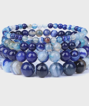 Handgemaakte Natuursteen Armbanden - Onyx & Agate Kralen - Yoga & Reiki Energie - Unisex 19cm