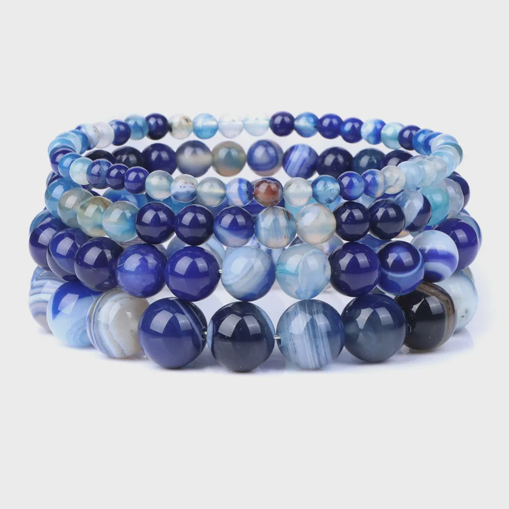 Handgemaakte Natuursteen Armbanden - Onyx & Agate Kralen - Yoga & Reiki Energie - Unisex 19cm