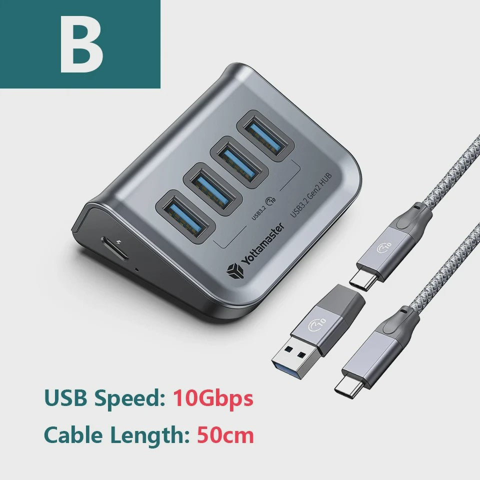 Yottamaster USB 3.2 Hub 10Gbps Type-C Docking Station met 5x USB 3.0 Poorten
