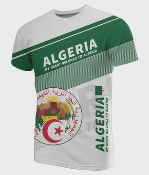 Heren T-shirt met Algerijnse Vlag 3D Graphic - Perfect voor Voetbalfans en Sportieve Gelegenheden