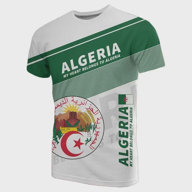 Heren T-shirt met Algerijnse Vlag 3D Graphic - Perfect voor Voetbalfans en Sportieve Gelegenheden