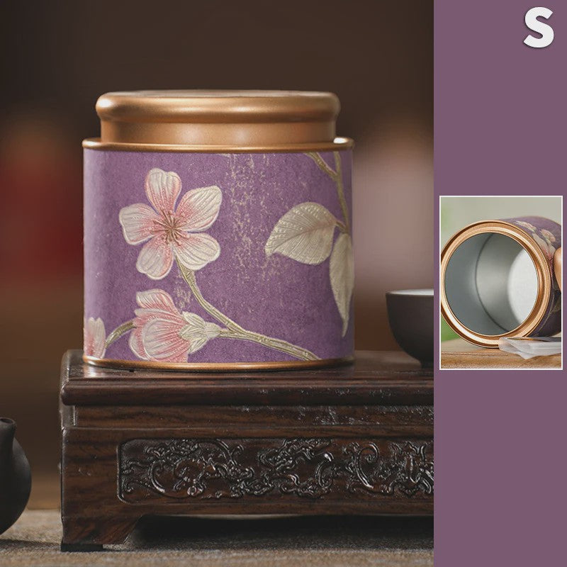 Decoratieve Theeblik met Bloemenprint - Afsluitbare Opbergbus voor Thee