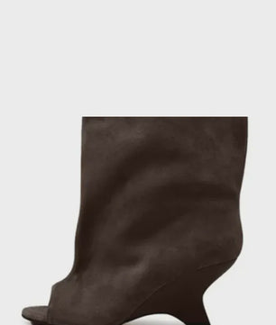 Dames Laarzen met Peep-toe, Hoge Schuine Hak en Kniehoge Schacht - Zomer/Lente Collectie