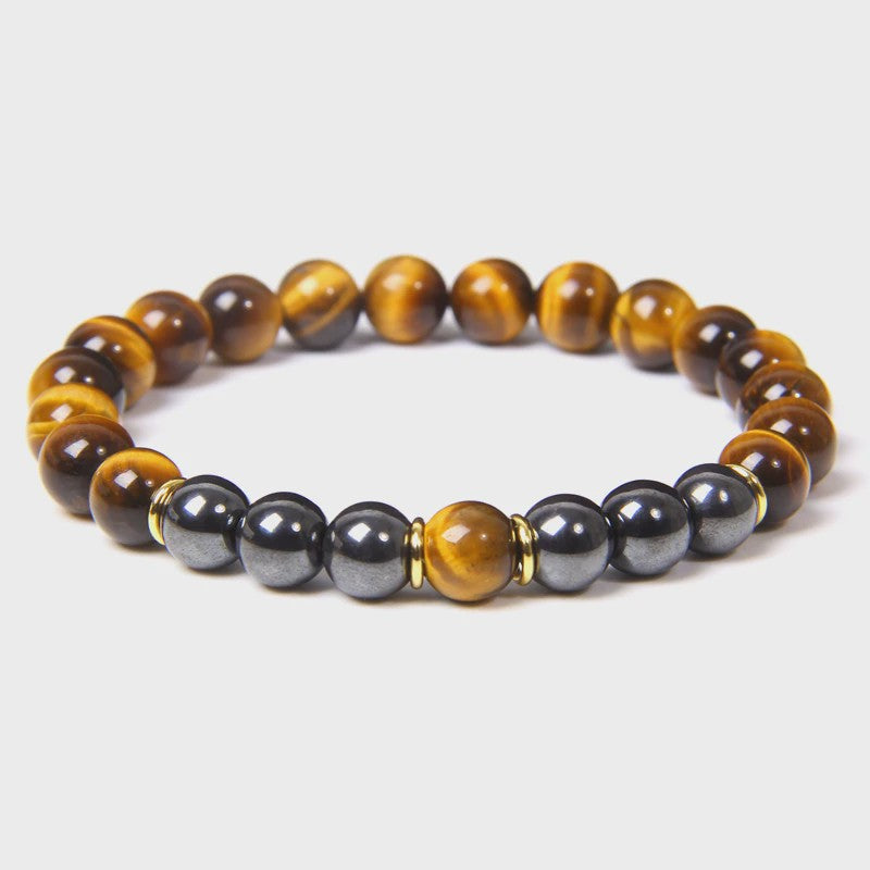 Handgemaakte Tijgeroog & Hematiet Kralen Armband - Energie & Meditatie Sieraden
