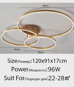 Moderne LED Plafondlamp 3 Cirkels - Goud/Koffie - Woonkamer & Slaapkamer