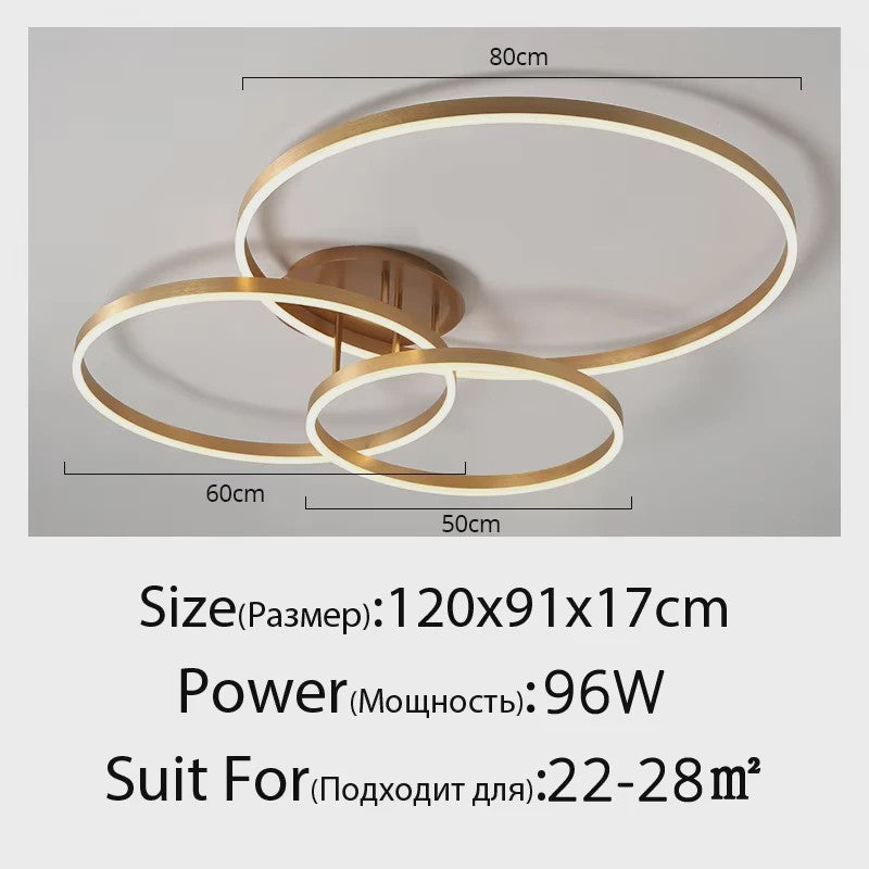 Moderne LED Plafondlamp 3 Cirkels - Goud/Koffie - Woonkamer & Slaapkamer