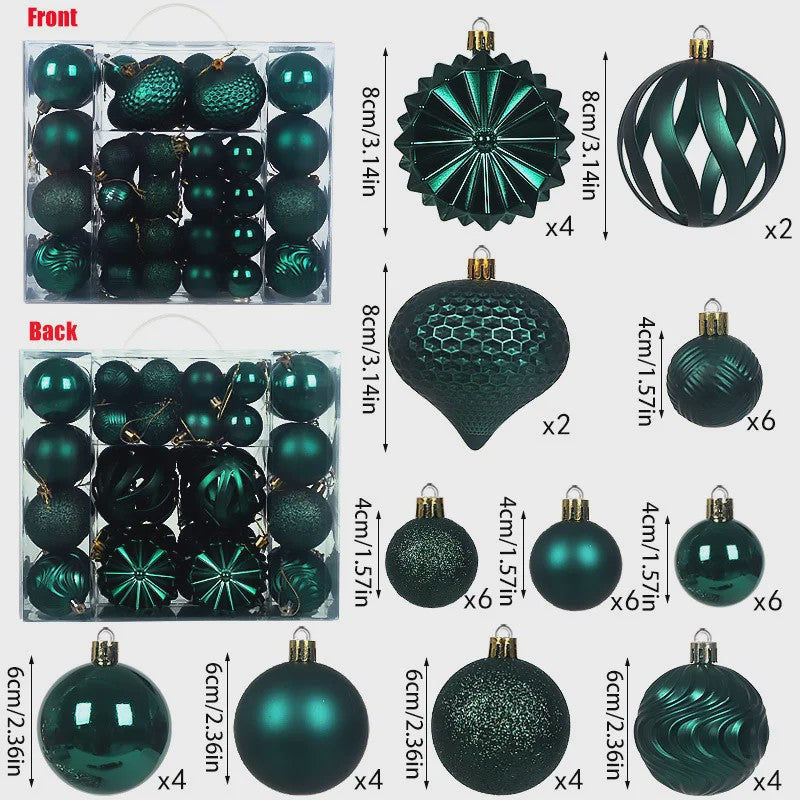 48x Kerstballen Set 4/6/8cm - Diverse Vormen & Afwerkingen - Decoratie Hangertjes