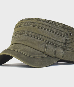 Vintage Washed Cotton Pet Cap - Stijlvolle Platte Pet voor Heren en Dames