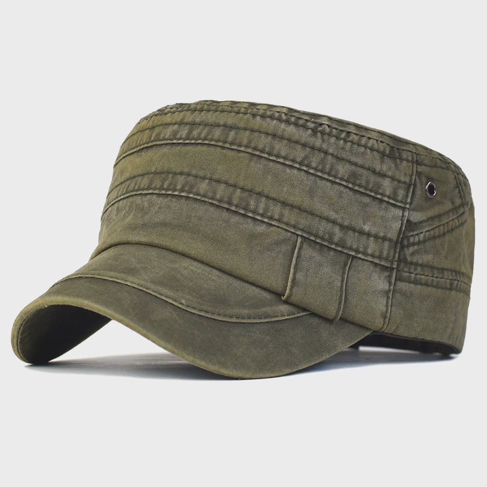 Vintage Washed Cotton Pet Cap - Stijlvolle Platte Pet voor Heren en Dames