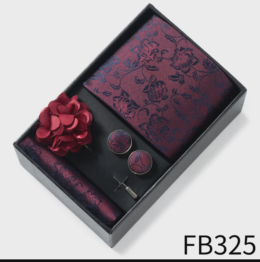 Luxe Heren Cadeauset: Strikdas, Zakdoek, Manchetknopen, Clip & Broche - Perfect voor Bruiloft & Feest