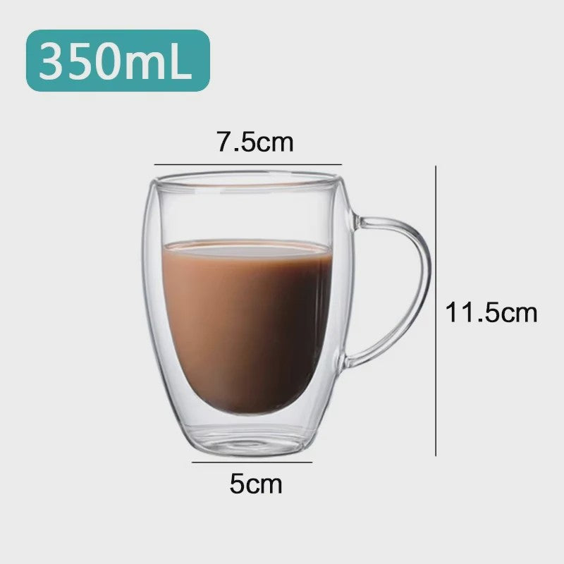 Dubbelwandige Glazen Mokken - Hittebestendig & Handgemaakt voor Koffie, Thee, Bier & Whiskey