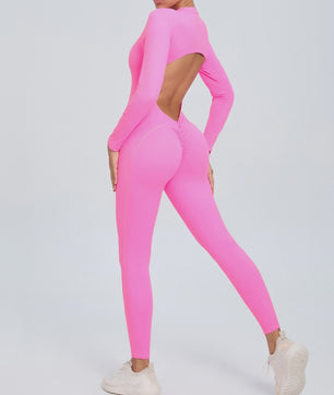 Dames Sport Jumpsuit met Lange Mouwen - Fitness & Gym Kleding - Zomer Sexy Stijl - Blauw