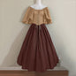 Middeleeuwse Retro Jurk met Contrastkleuren en Off-Shoulder Halslijn