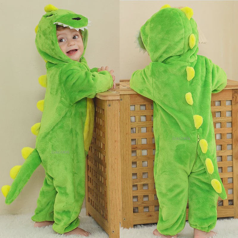Baby Romper Dierenkostuum Kigurumi - Zacht Flanellen Jumpsuit voor Jongens & Meisjes