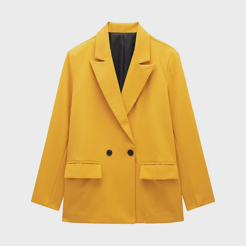 Dames Blazer met Zakken - Stijlvolle Dubbelzijdige Vintage Look