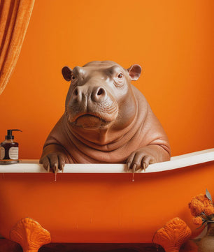 Grappige Dieren Poster Set - Kangoeroe, Nijlpaard, Olifant in Bad - Canvas Muurdecoratie