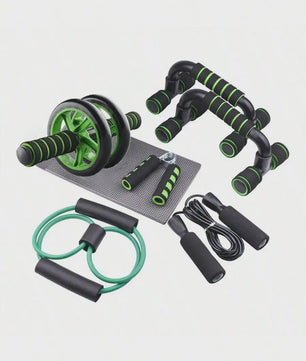 7-delige Home Workout Set: Springtouw, Handknijper, Push-up Bars & Buikroller