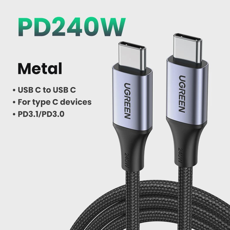 UGREEN 100W USB-C naar USB-C Kabel met E-Marker Chip - PD Fast Charging