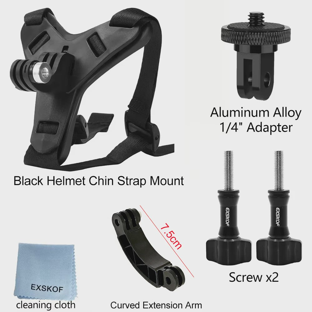 Motorhelm Kinband Mount voor Actiecamera's - GoPro, DJI, Insta360 & Meer