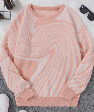 Herfst & Winter Heren Trui met Maze Jacquard Patroon - Ronde Hals