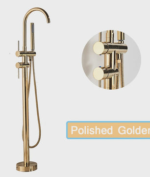 Vrijstaande Badkraan met Douchefunctie - Zwart, Chroom, Goud - Zwenkbare Uitloop & Warm/Koud Water Mixer