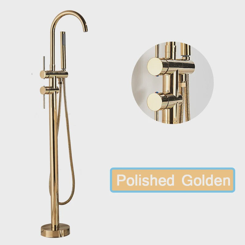 Vrijstaande Badkraan met Douchefunctie - Zwart, Chroom, Goud - Zwenkbare Uitloop & Warm/Koud Water Mixer