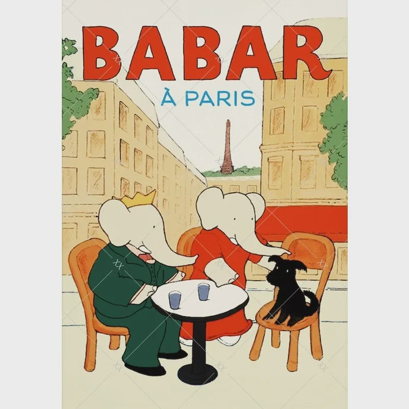 Babar Poster Canvas - Sprookjes Kunst voor Kinderkamer & Babykamer Decoratie