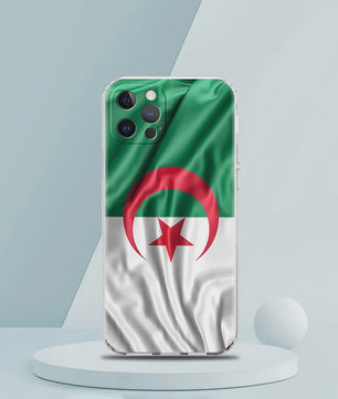 Transparante TPU Hoesje met Algerijnse Vlag - Schokbestendig voor iPhone (Diverse Modellen)