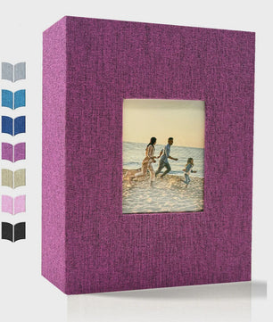 Linnen Fotoalbum voor 600 Foto's 4x6 inch met Venster & Horizontale/Verticale Insteekvakken