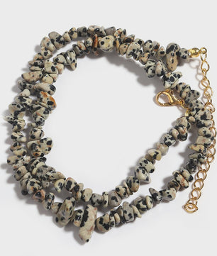 Unieke Natuursteen Choker Ketting - Onregelmatige Kristal & Aquamarijn Chips