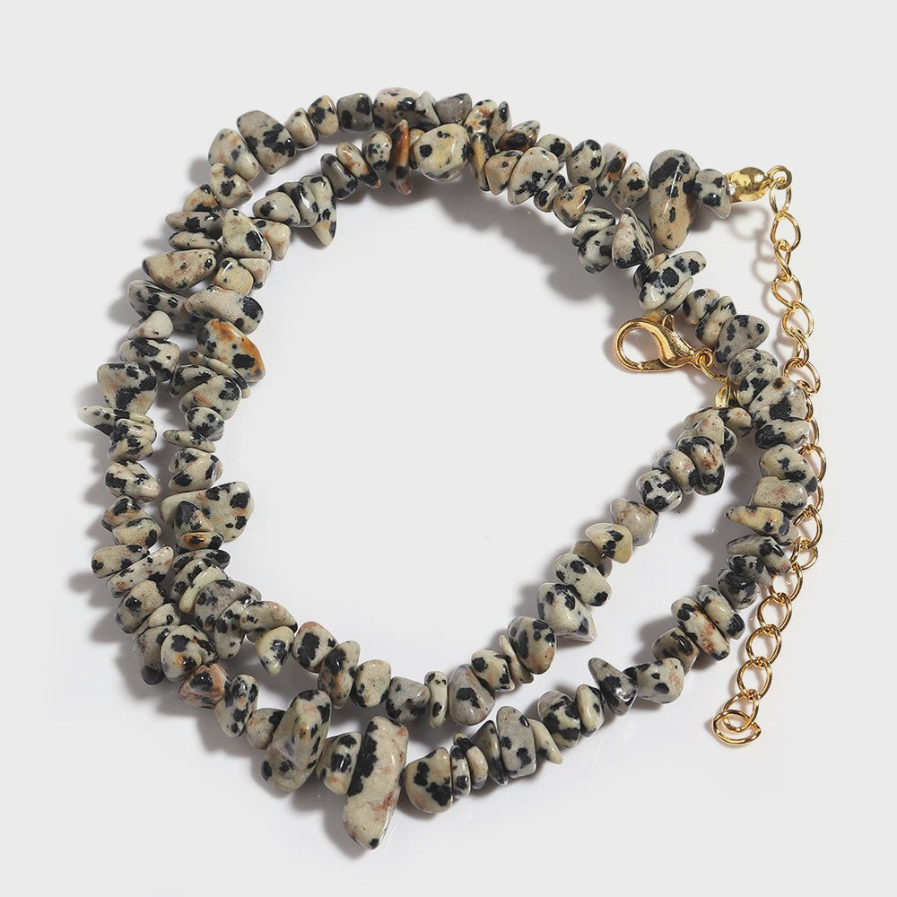 Unieke Natuursteen Choker Ketting - Onregelmatige Kristal & Aquamarijn Chips