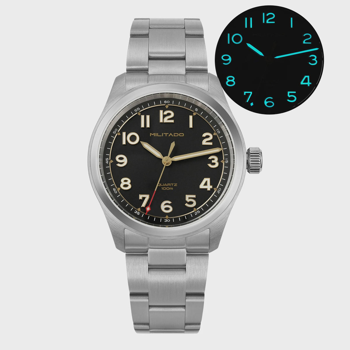 Militado ML08 Vintage Herenhorloge - Quartz VH31, Saffierglas, 10ATM Waterdicht