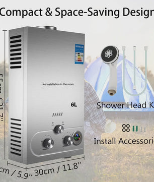 VEVOR LPG Gas Waterverwarmer - Direct Heet Water met 6L tot 18L Capaciteit