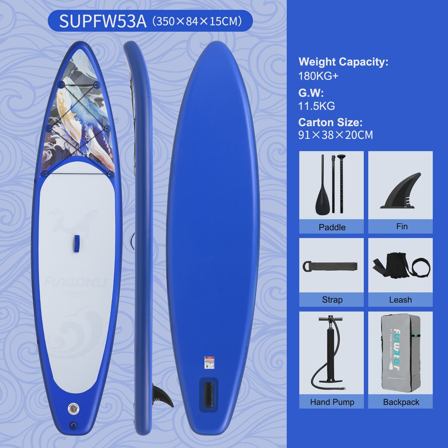 Opblaasbaar SUP Board 320-350cm met Complete Accessoireset - Ideaal voor Volwassenen