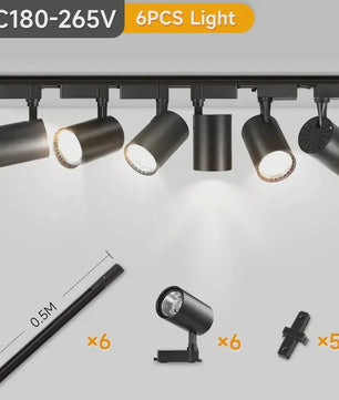 LED Railverlichting Set: 220V Plafondspots (12-40W) voor Woonkamer & Keuken
