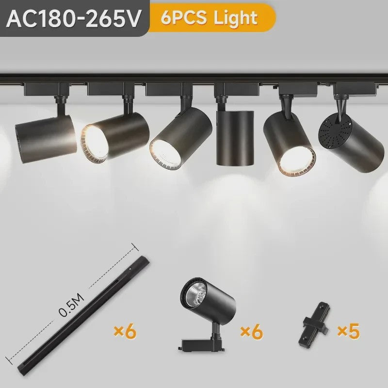 LED Railverlichting Set: 220V Plafondspots (12-40W) voor Woonkamer & Keuken