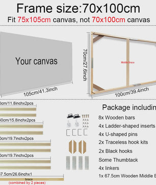 Moderne Houten Canvas Frame - 24 Maten voor Foto, Olieverf & Diamond Painting