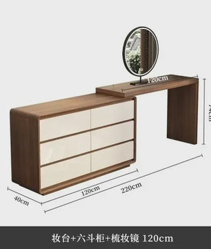 Moderne Houten Kaptafel met Spiegel en Ruime Opbergruimte