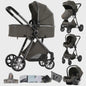 Magic ZC Premium 3-in-1 Baby Reiswieg & Kinderwagen Set - Luxe Beige, Compact, Inclusief Autostoel & Draagmand, Geschikt Vanaf Geboorte