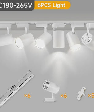 LED Railverlichting Set: 220V Plafondspots (12-40W) voor Woonkamer & Keuken