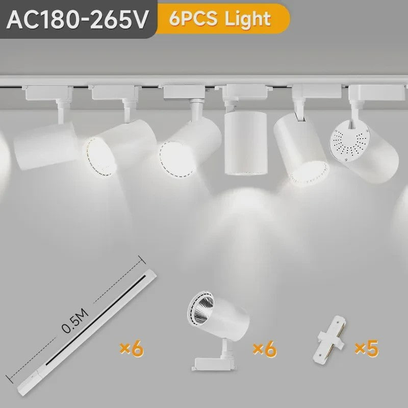 LED Railverlichting Set: 220V Plafondspots (12-40W) voor Woonkamer & Keuken