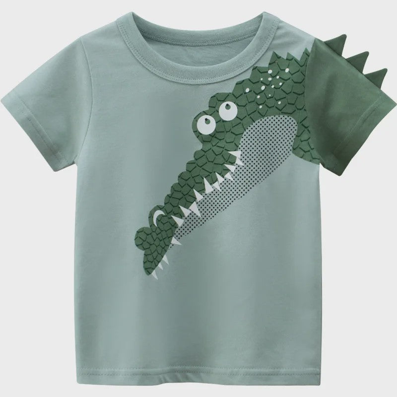 Zomer T-shirts Jongens 2-8 Jaar - Katoen, Korte Mouw met Leuke Prints