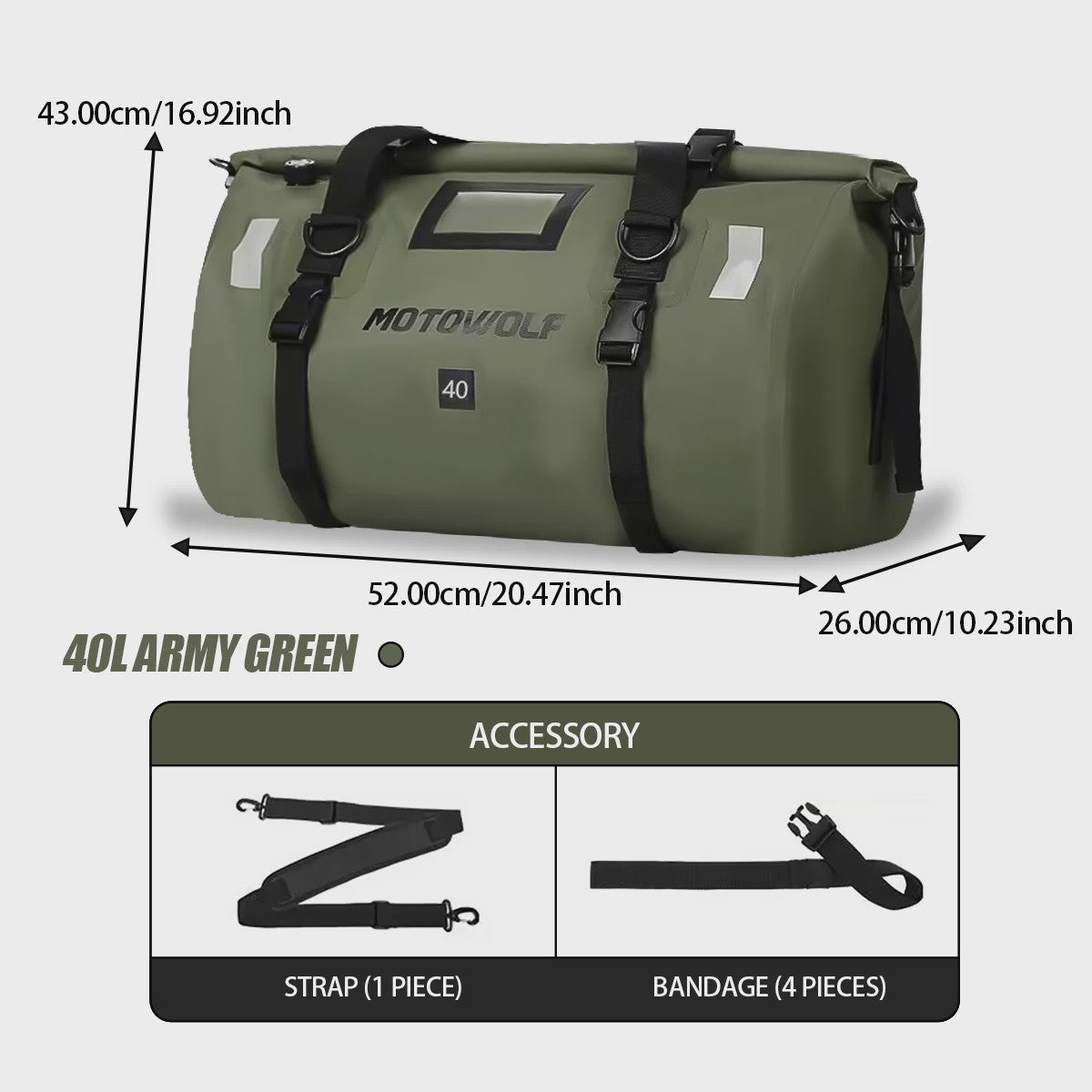 Waterdichte Motorfiets Bagagedragertas - 20/40/66L - Outdoor & Reis