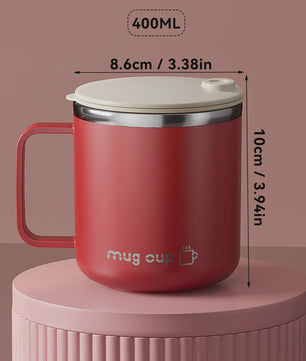 Geïsoleerde Koffiemok met Deksel - 400ML Dubbelwandig RVS Drinkbeker
