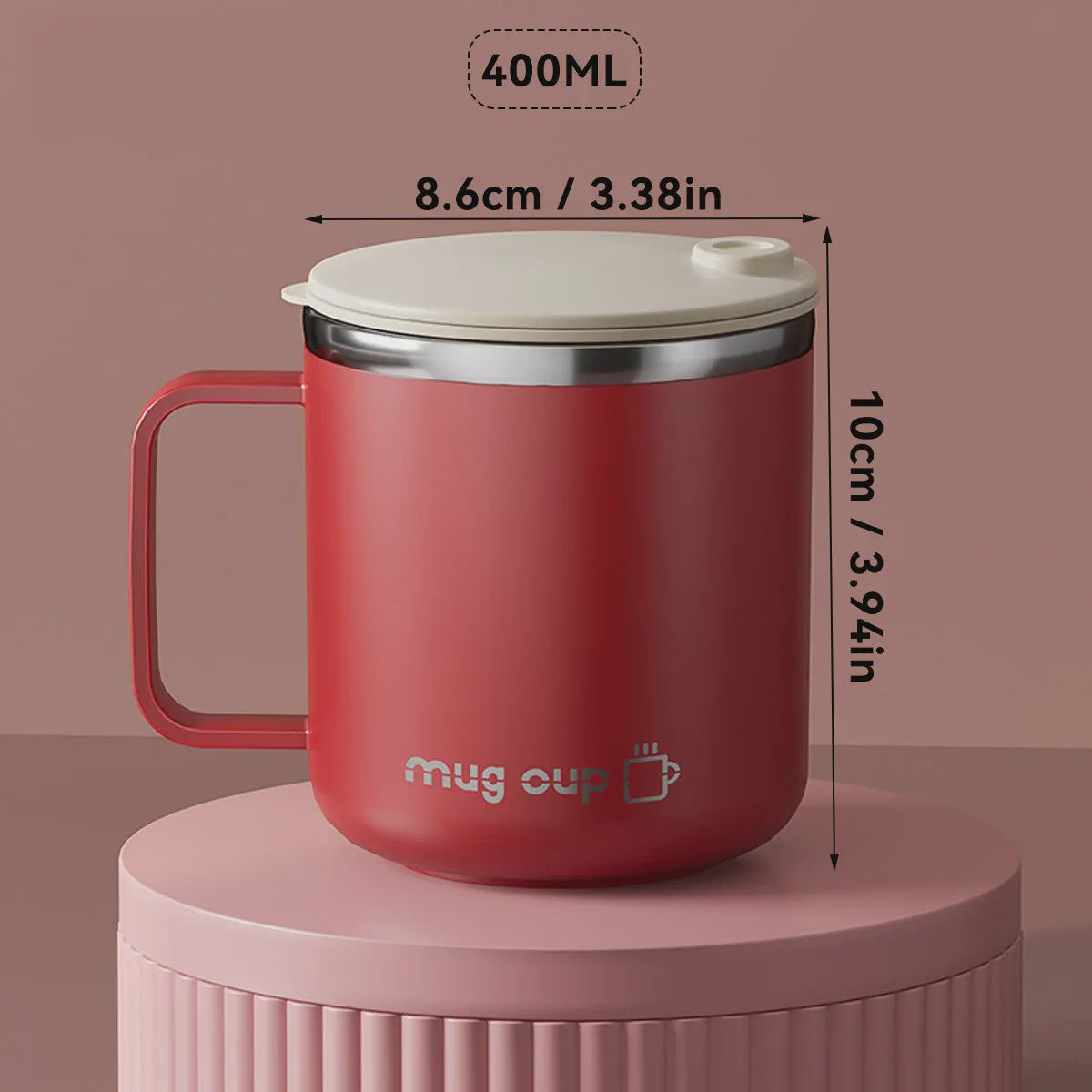 Geïsoleerde Koffiemok met Deksel - 400ML Dubbelwandig RVS Drinkbeker