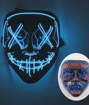 Verlicht LED Neon Purge Masker met Fiber Optic Handschoenen - Halloween & Feest